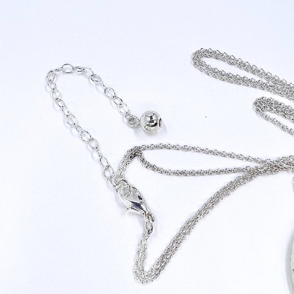 New / Handcrafted - Green Glass Bead Pendant 16” Silver Tone 2 Strand Necklace - Picture 4 of 8